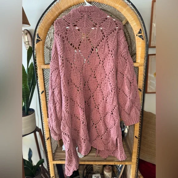 Mauve Oversized Knit Cardigan by Umgee - Picture 5 of 5